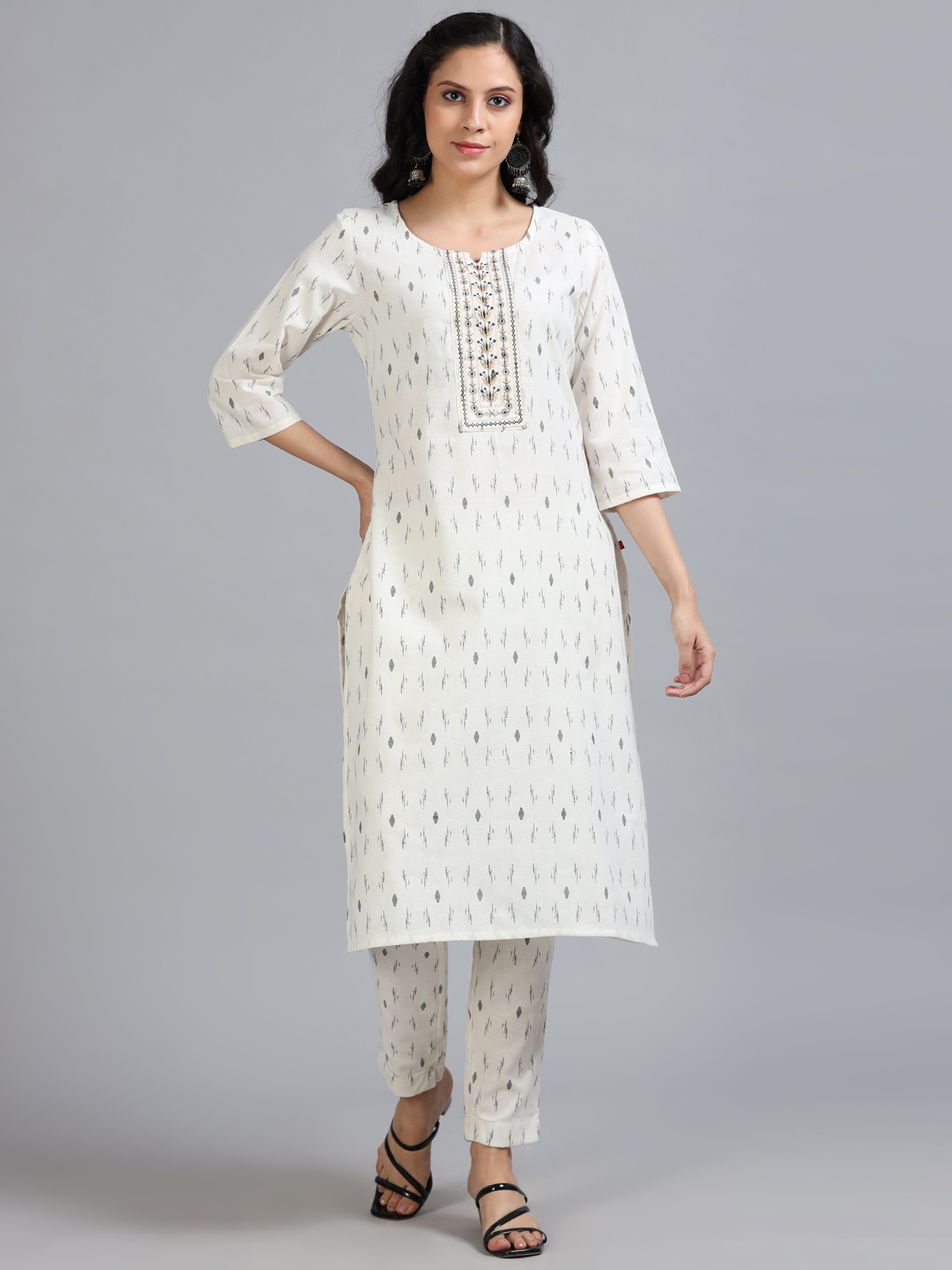 Marcia White Embroidery Cotton Kurta Set - Image 2