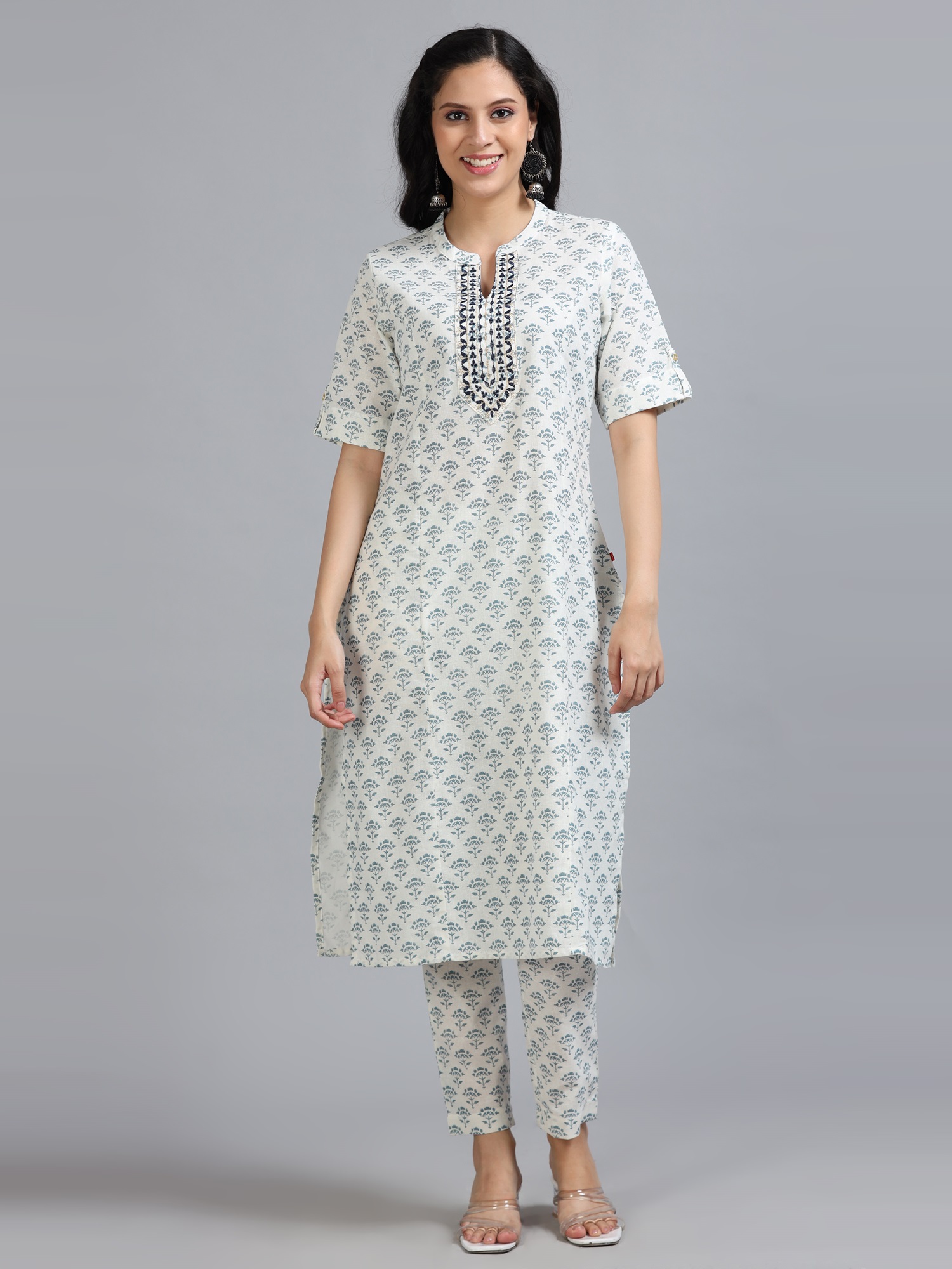 Marcia White Embroidery Cotton Kurta Set - Image 2