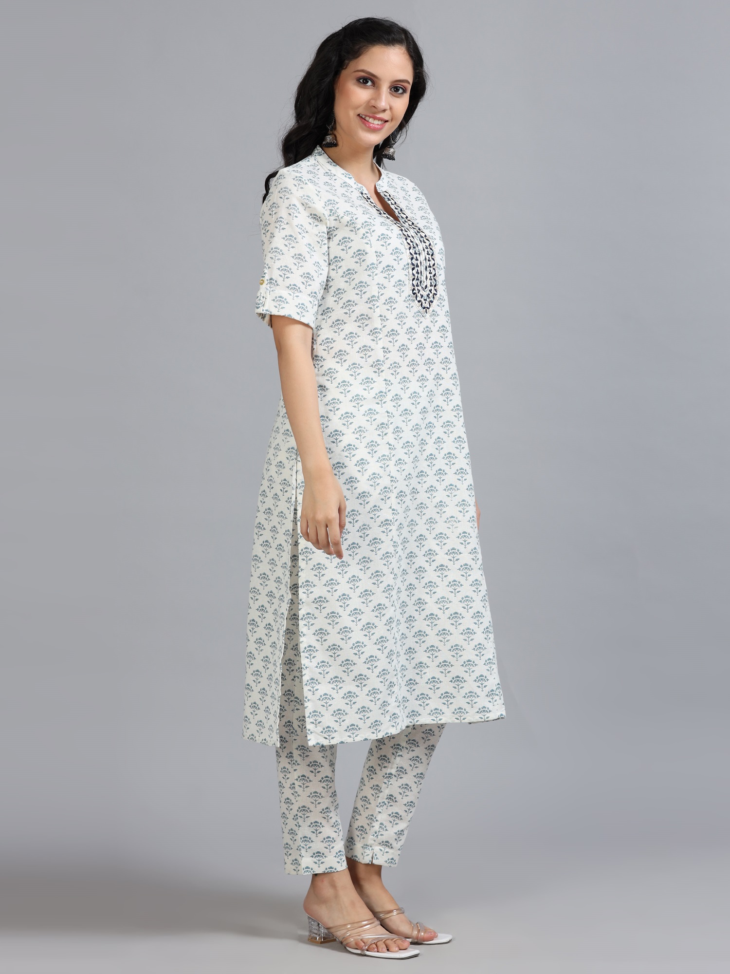 Marcia White Embroidery Cotton Kurta Set - Image 4