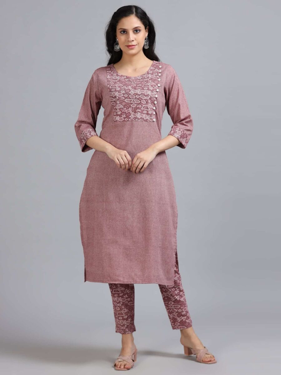 Marcia Red Printed Cotton 3 Pc Kurta Set - Image 2