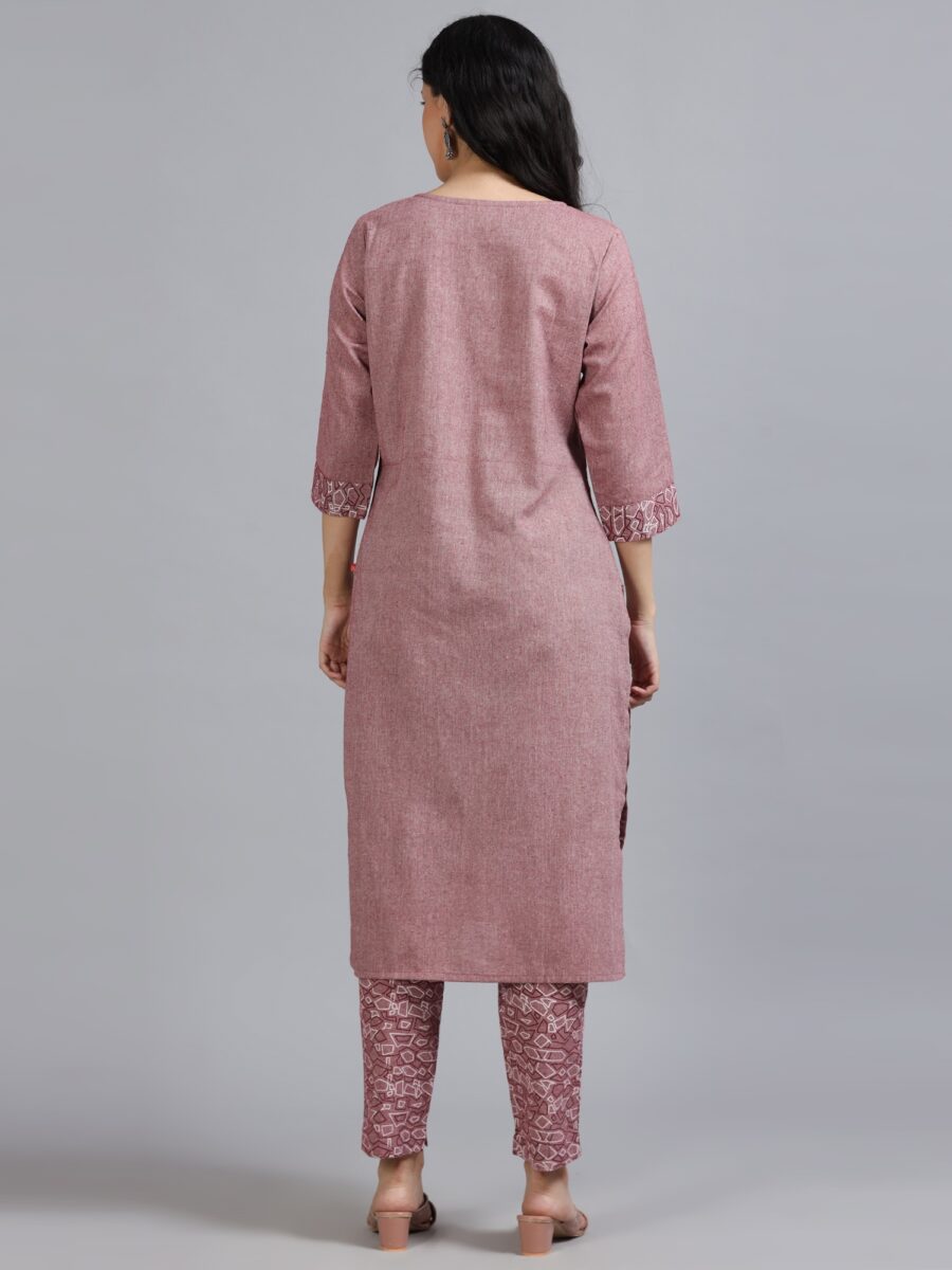 Marcia Red Printed Cotton 3 Pc Kurta Set - Image 5