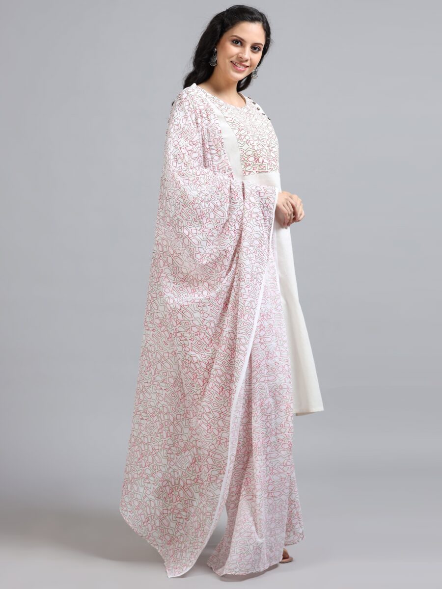 Marcia White Printed Cotton 3 Pc Kurta Set - Image 4