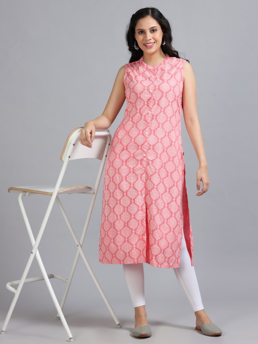 Marcia Pink Printed Rayon Kurta