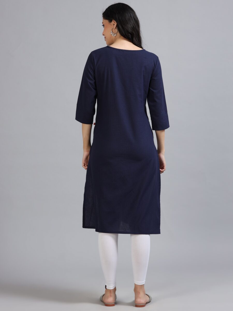 Marcia Navy Printed Cotton Kurta - Image 5